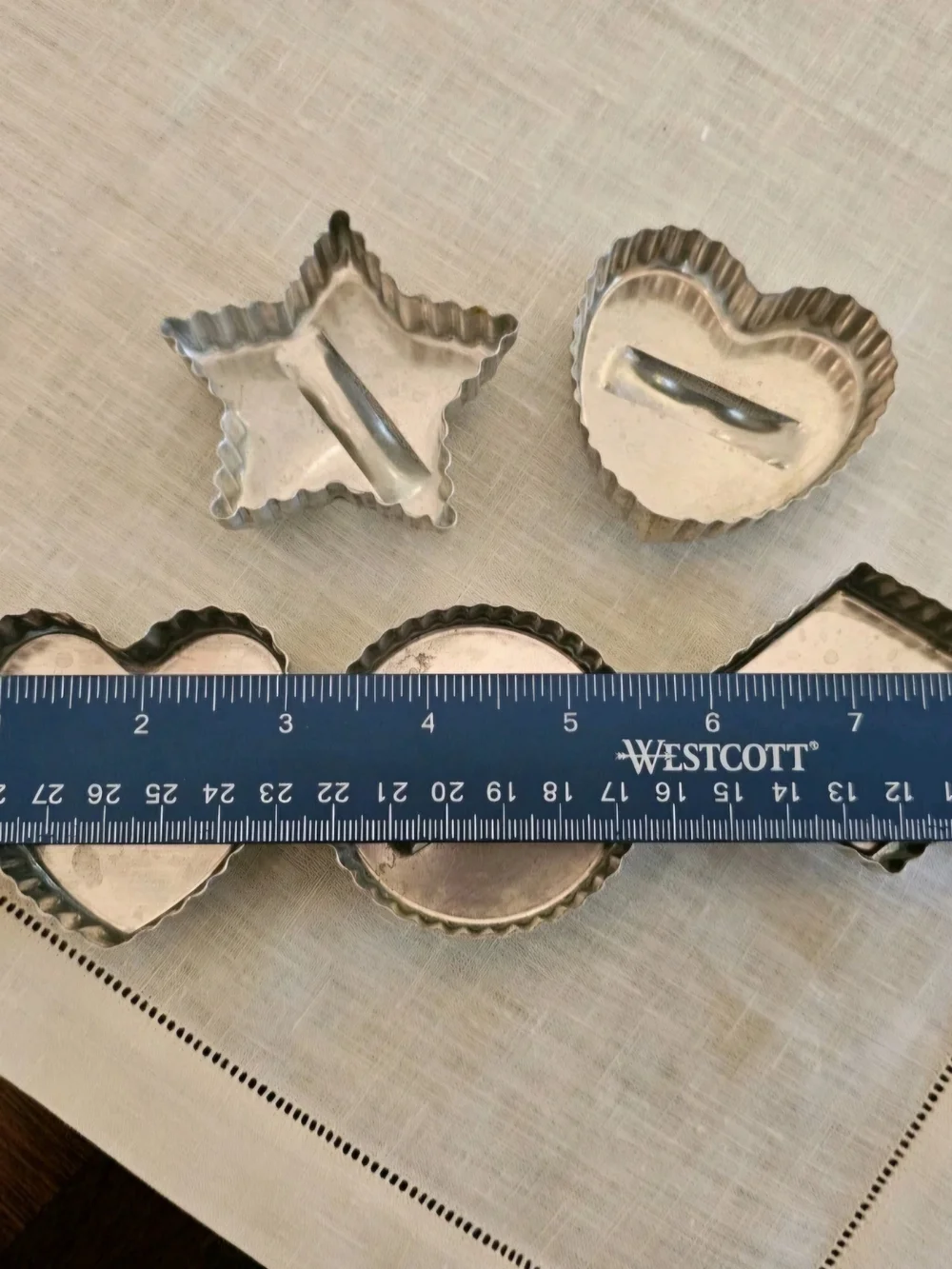 Vintage Aluminum Cookie or Pastry Cutters - Heart, Star, Circle, Square Set